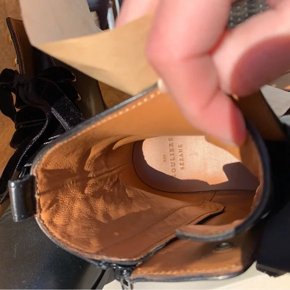 Sezane EUGENIE Boots/Sézane EUGENIE Leather Boots, New Black + Velvet Laces 39/8 - Picture 16 of 16